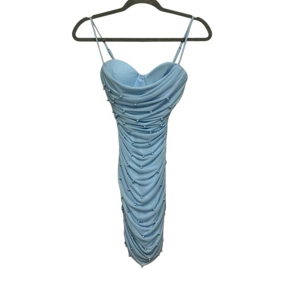 Windsor Mellie faux pearl mesh blue mesh mini dress size XS - Picture 1 of 4